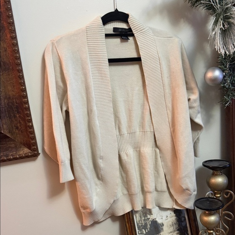 89th & Madison Women's Cream Open Front Cardigan